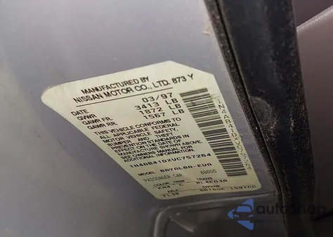 1997 Nissan Sentra Gle/Gxe/Xe z USA, uszkodzony, nr VIN 1N4AB41DXVC757264